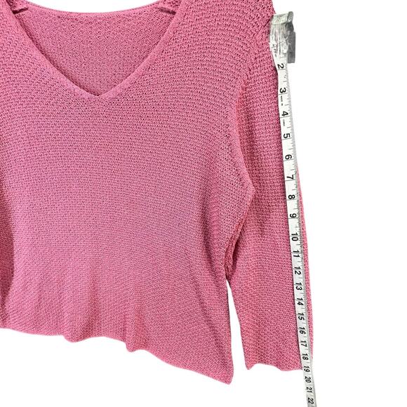Eileen Fisher Sweater Top Womens S Pink Fine Gauge Crochet Italian Yarn Coastal - Picture 10 of 14